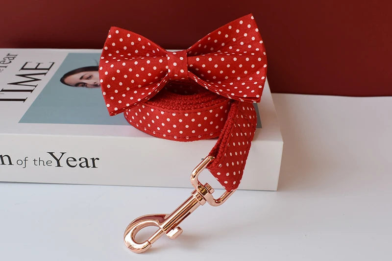 Rotes Hundehalsband mit weißen Flecken