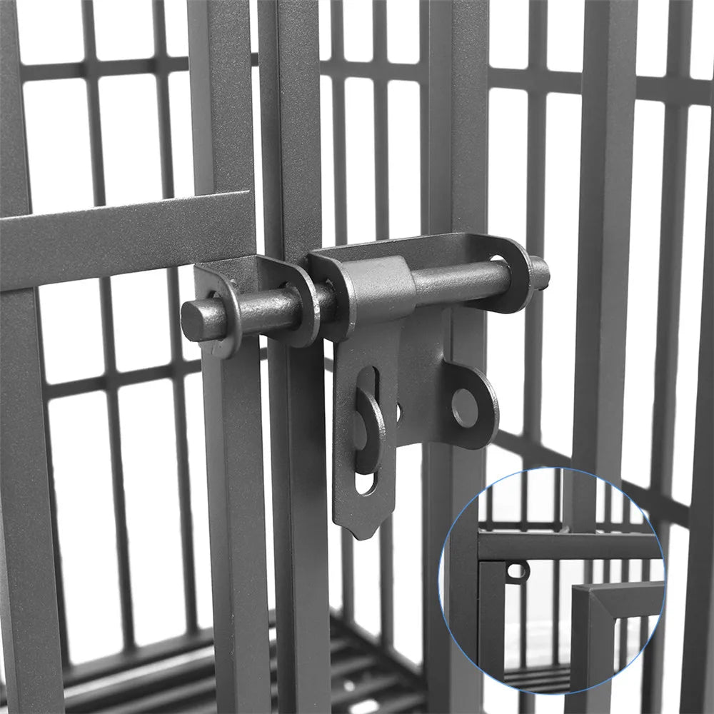 Robuster Metallhundekäfig mit 3 Türen, Rollen und herausnehmbarem Behälter