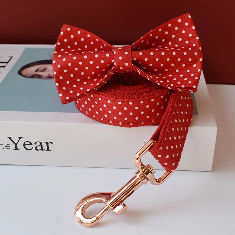 Rotes Hundehalsband mit weißen Flecken