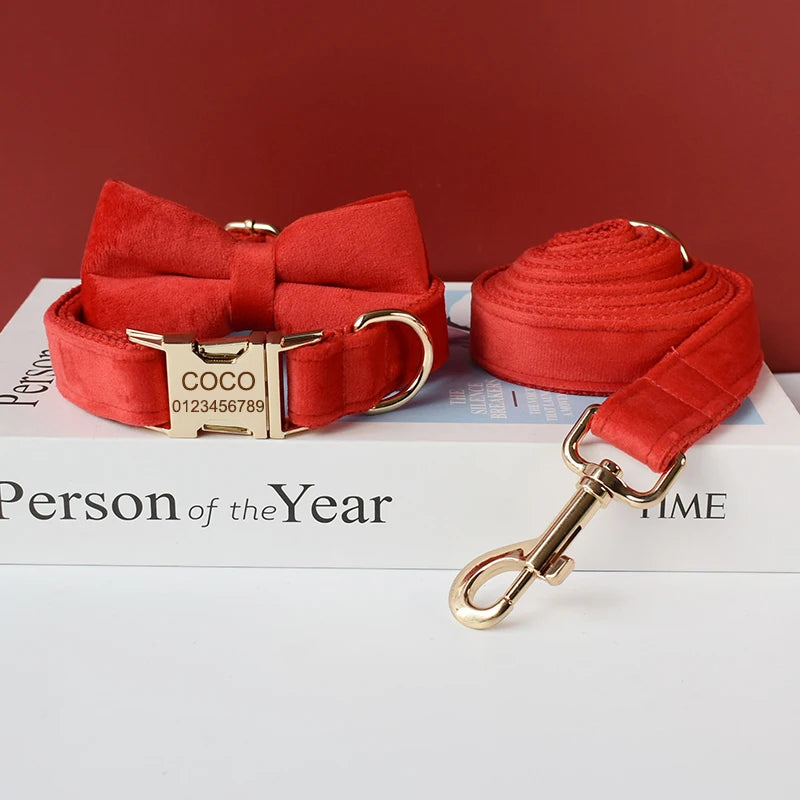 Personalisiertes rotes Samt-Hundehalsband