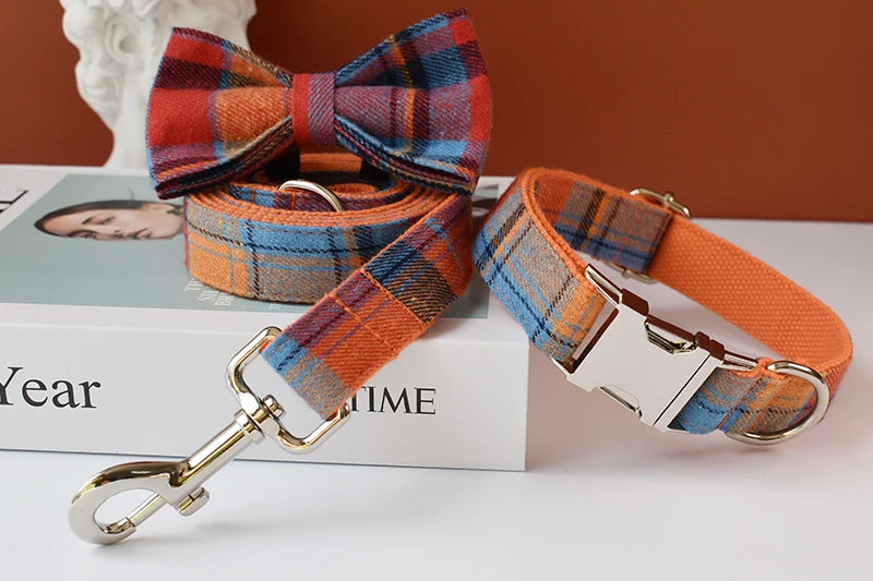 Personalisiertes Luxus-Hundehalsband mit Karomuster