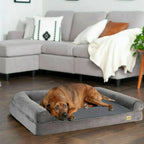 Extra-large orthopedic dog bed with raised edges and washable cover