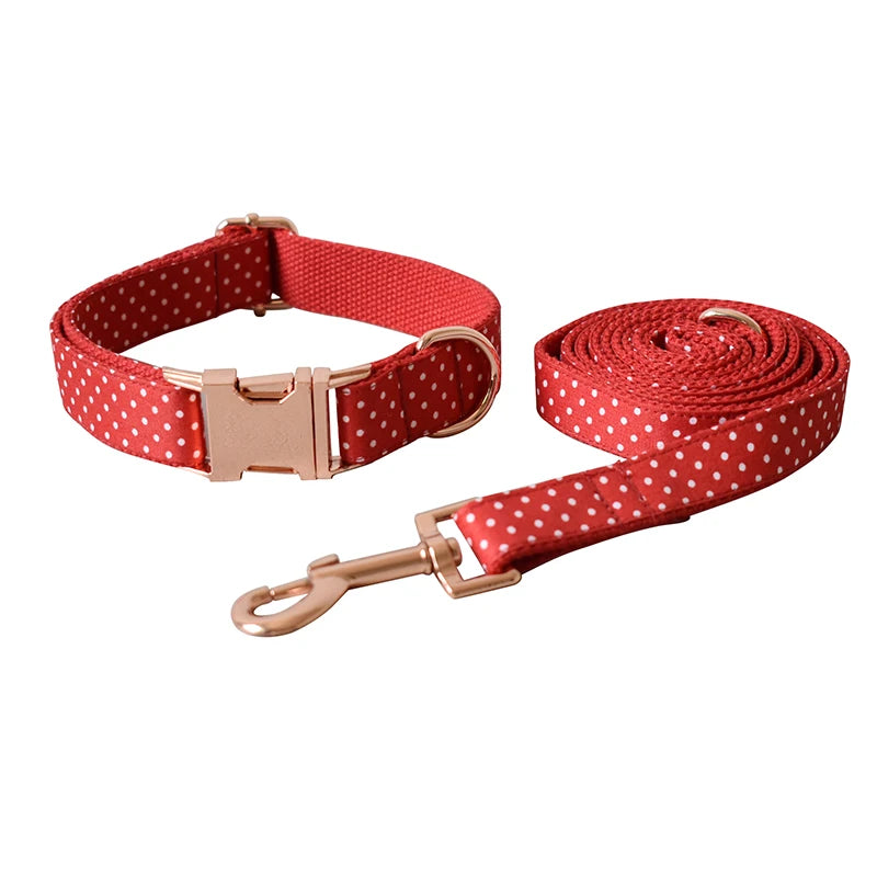 Rotes Hundehalsband mit weißen Flecken