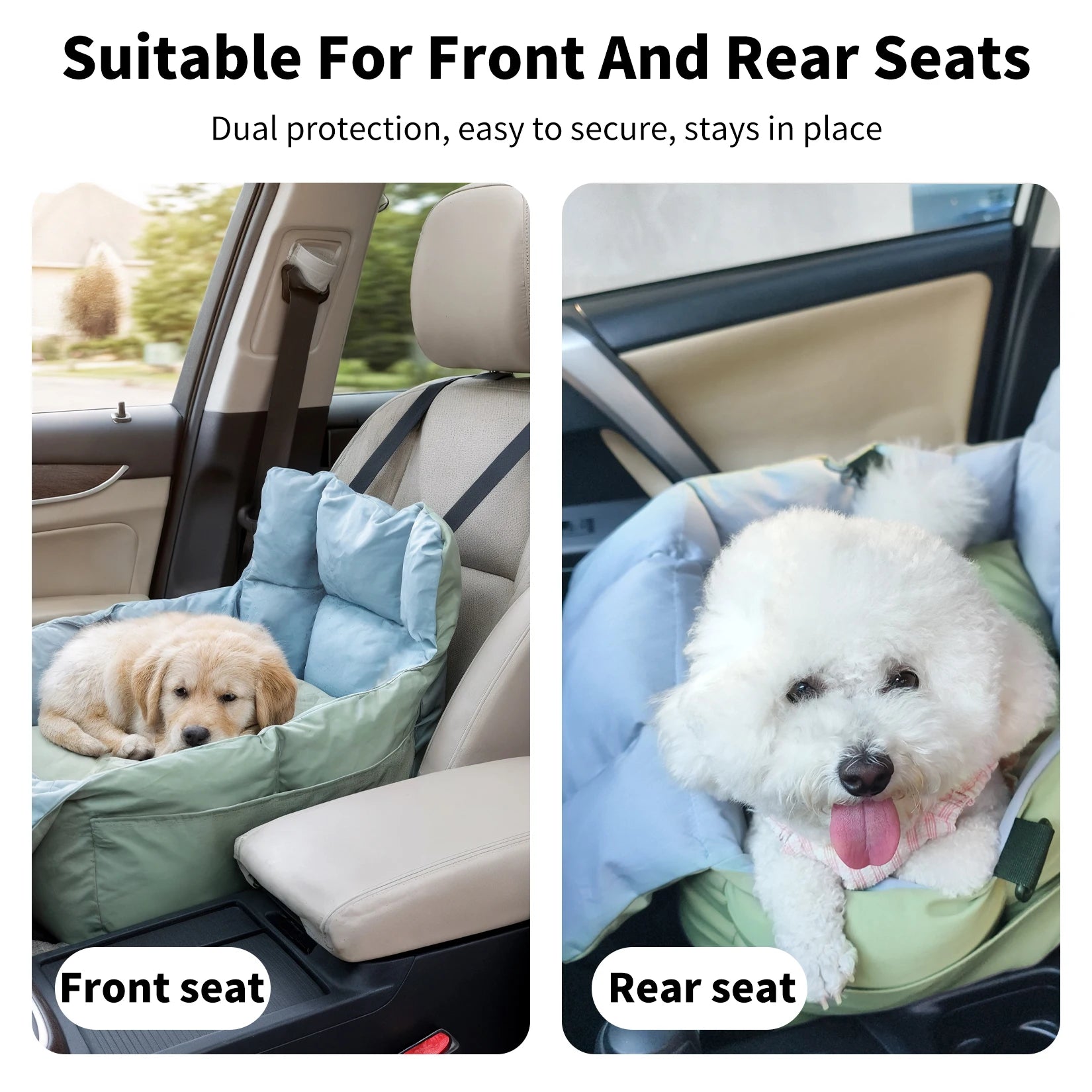 Secure car seat for dogs ≤10 kg with travel bag 