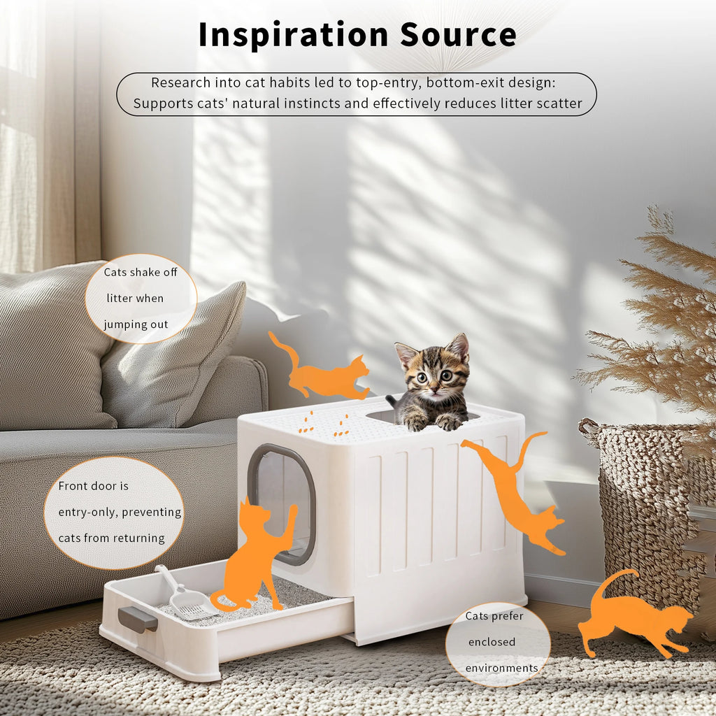 Katzentoilette XL mit hoher geschlossener Eingangsöffnung, spritzwassergeschützt