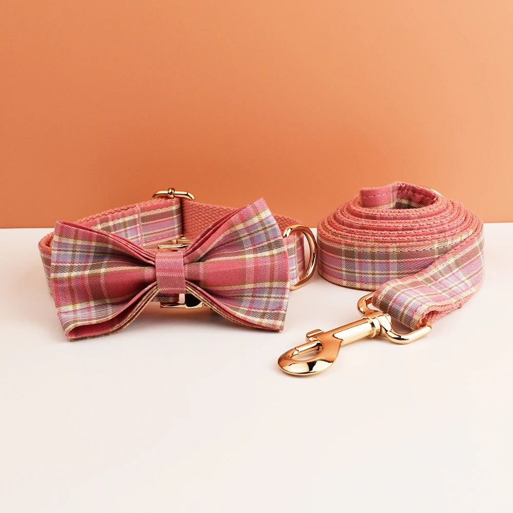 Luxury checkered dog collar with engraving