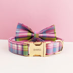 Luxury checkered dog collar with engraving