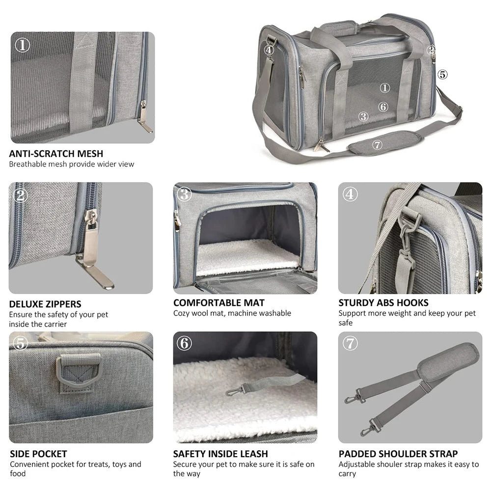 Sac transport chat chien pliable jusqu’à 7kg