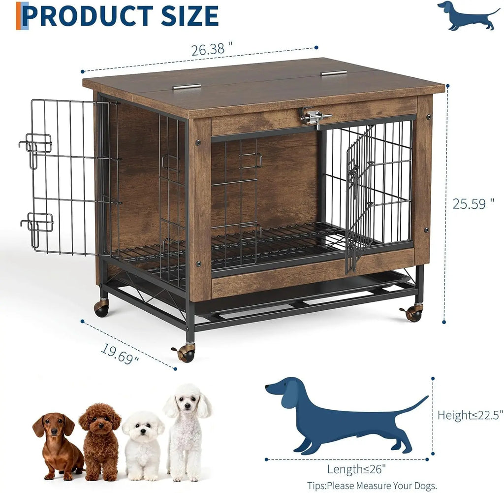 Cage Chien Meuble Design Wood 26 Pouces Table d'appoint