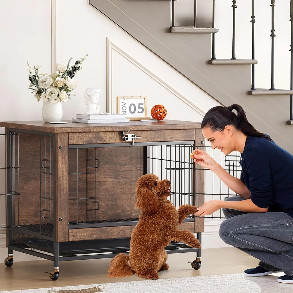 Cage Chien Meuble Design Wood 26 Pouces Table d'appoint