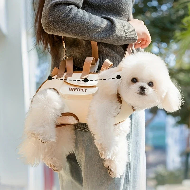 Adjustable outdoor pet carrier bag with harness clip 