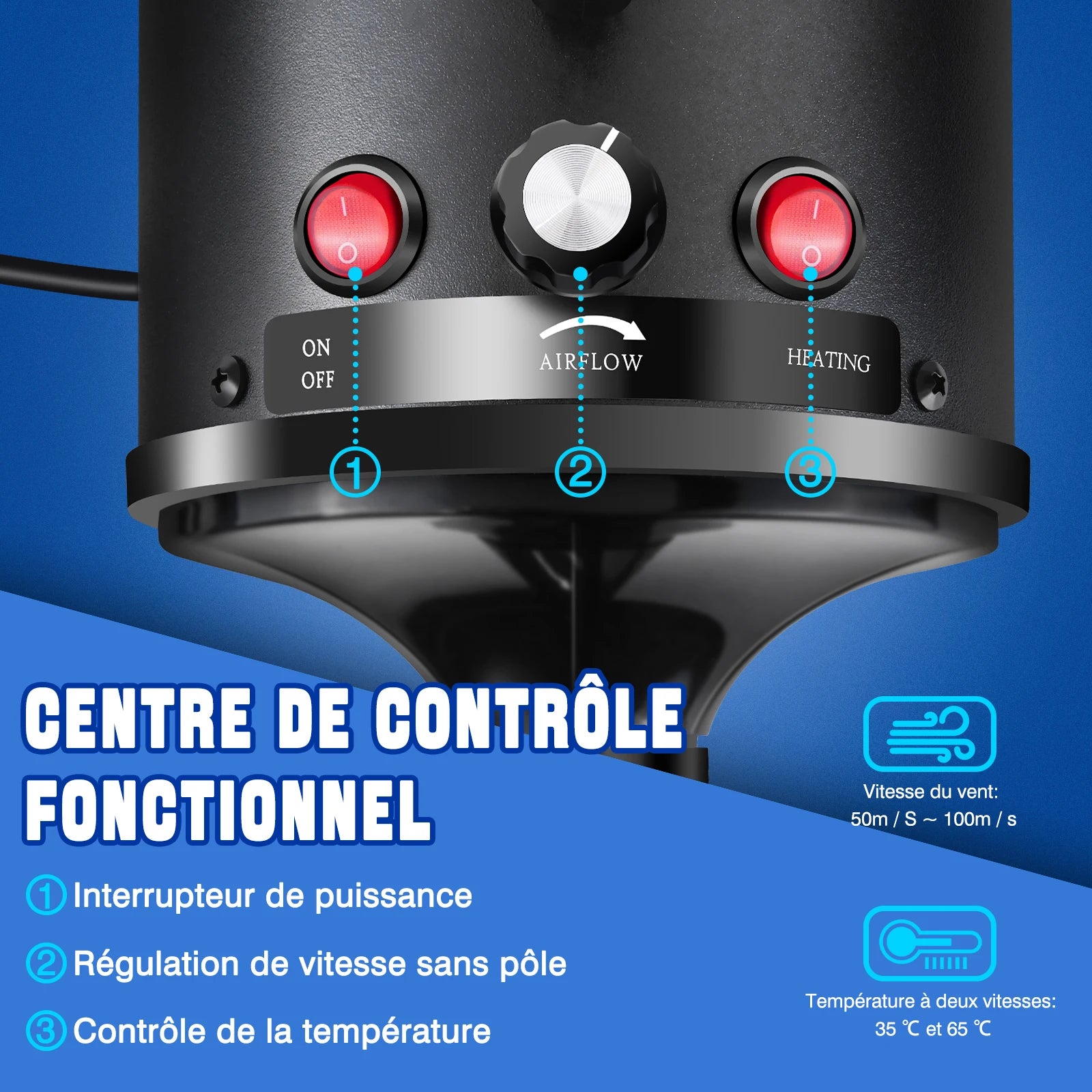 Souffleur toilettage chien chat 3500W vitesse réglable