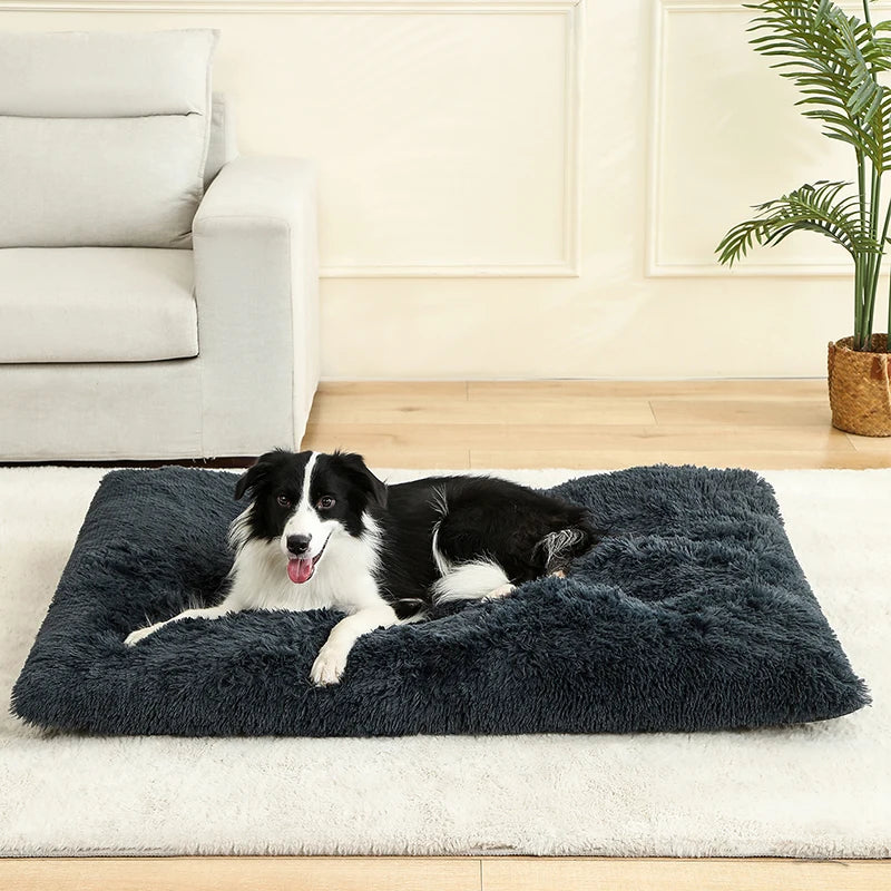 Soft, fluffy, long plush dog/cat bed for dogs and cats.