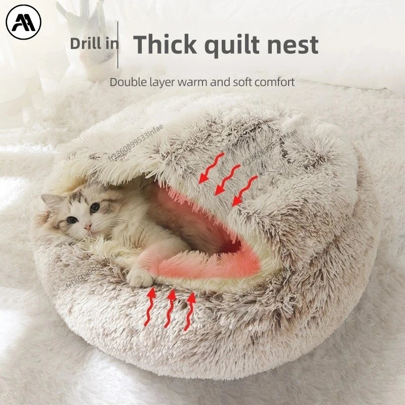 Nid cocon ultra-moelleux pour chat – Chaleur & sécurité absolues