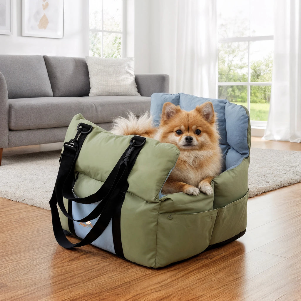 Secure car seat for dogs ≤10 kg with travel bag 