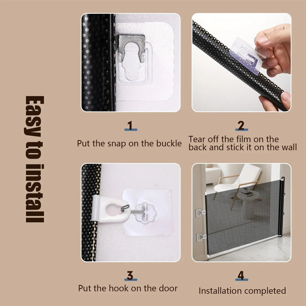 49-inch retractable safety gate, no drilling required 