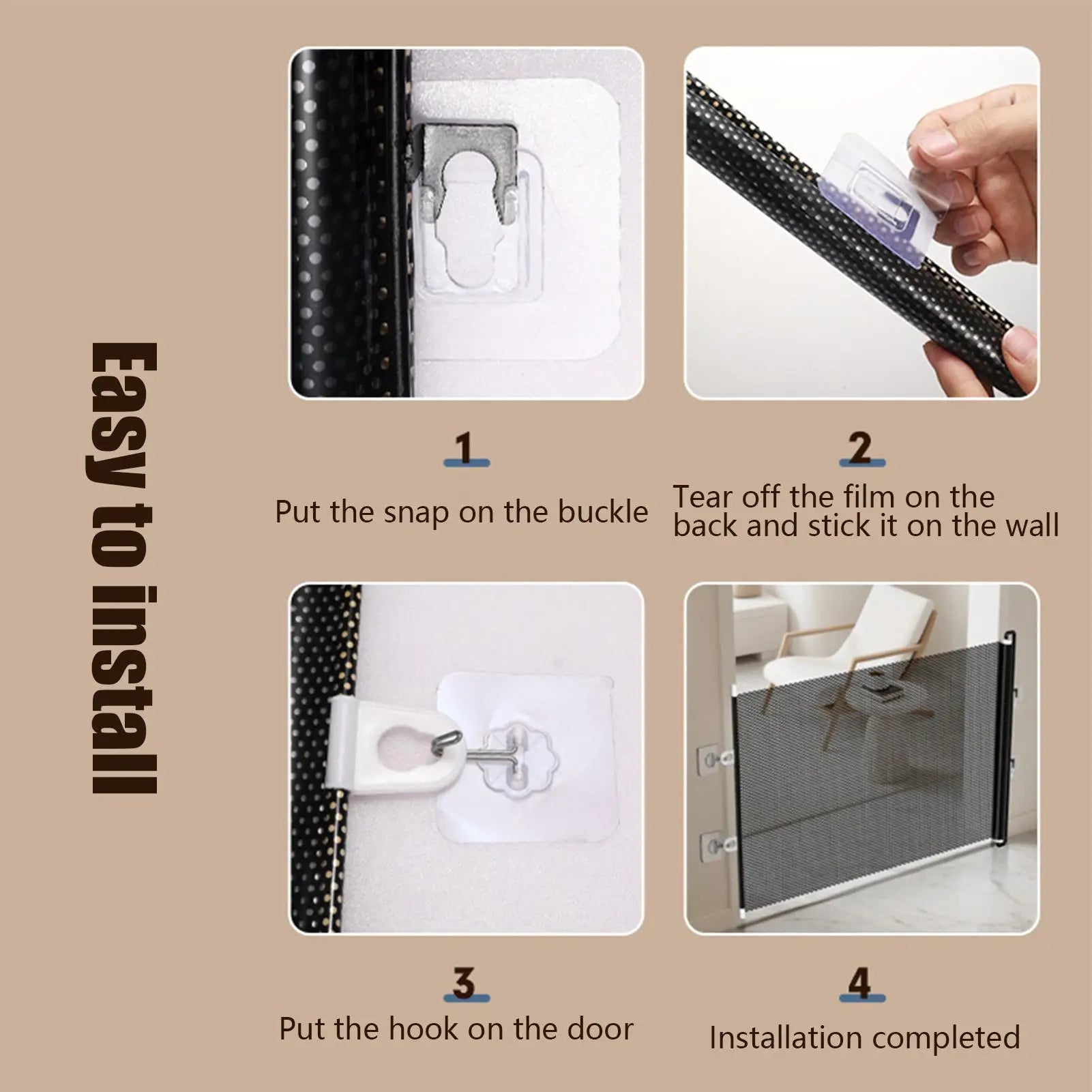 49-inch retractable safety gate, no drilling required 