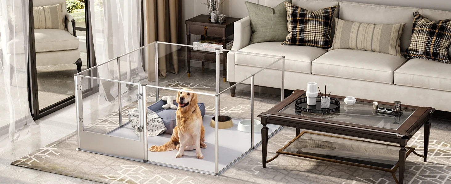 Waterproof transparent acrylic dog playpen for whelping/pregnancy