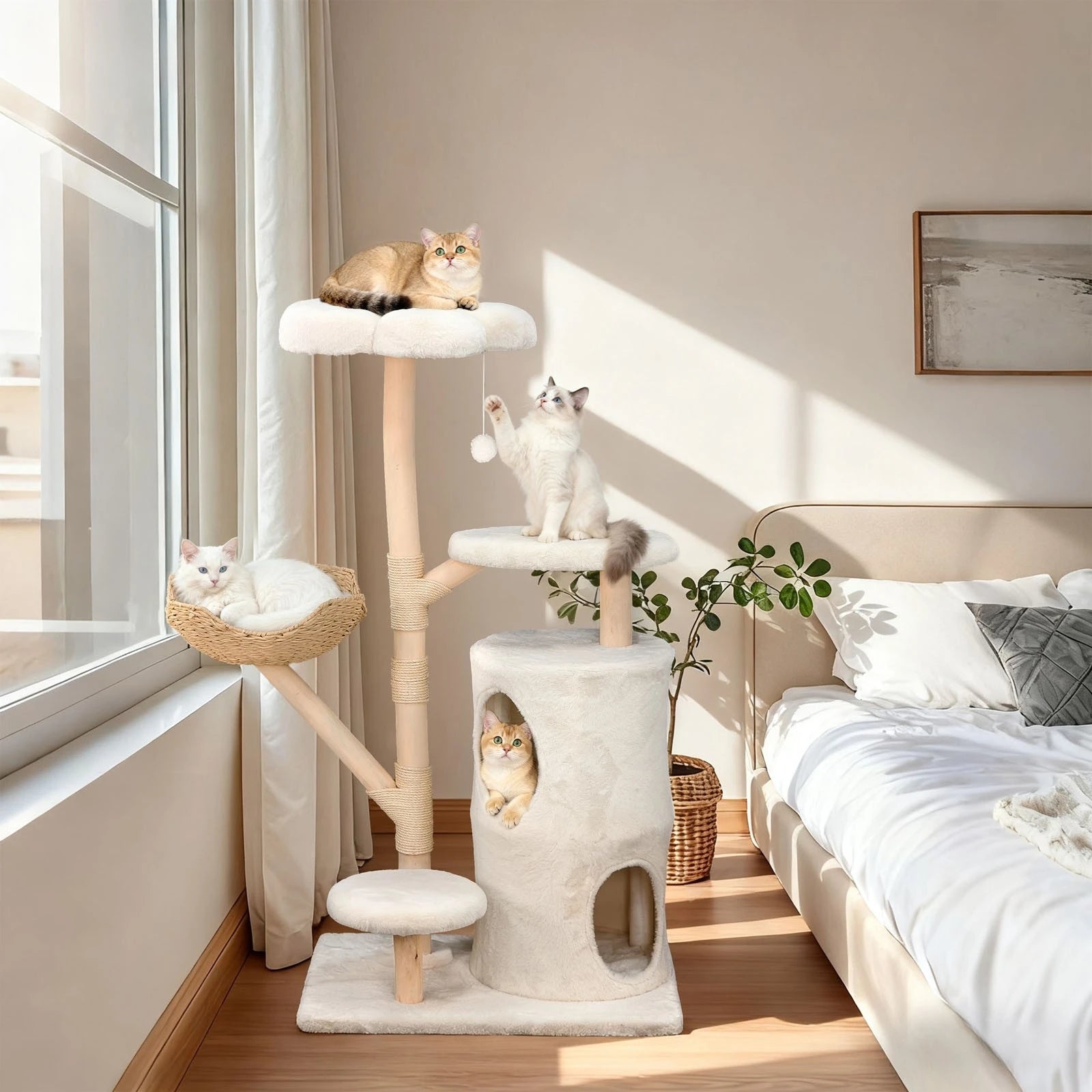 Cat tree tower plush condo scratching post