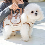 Adjustable outdoor pet carrier bag with harness clip 