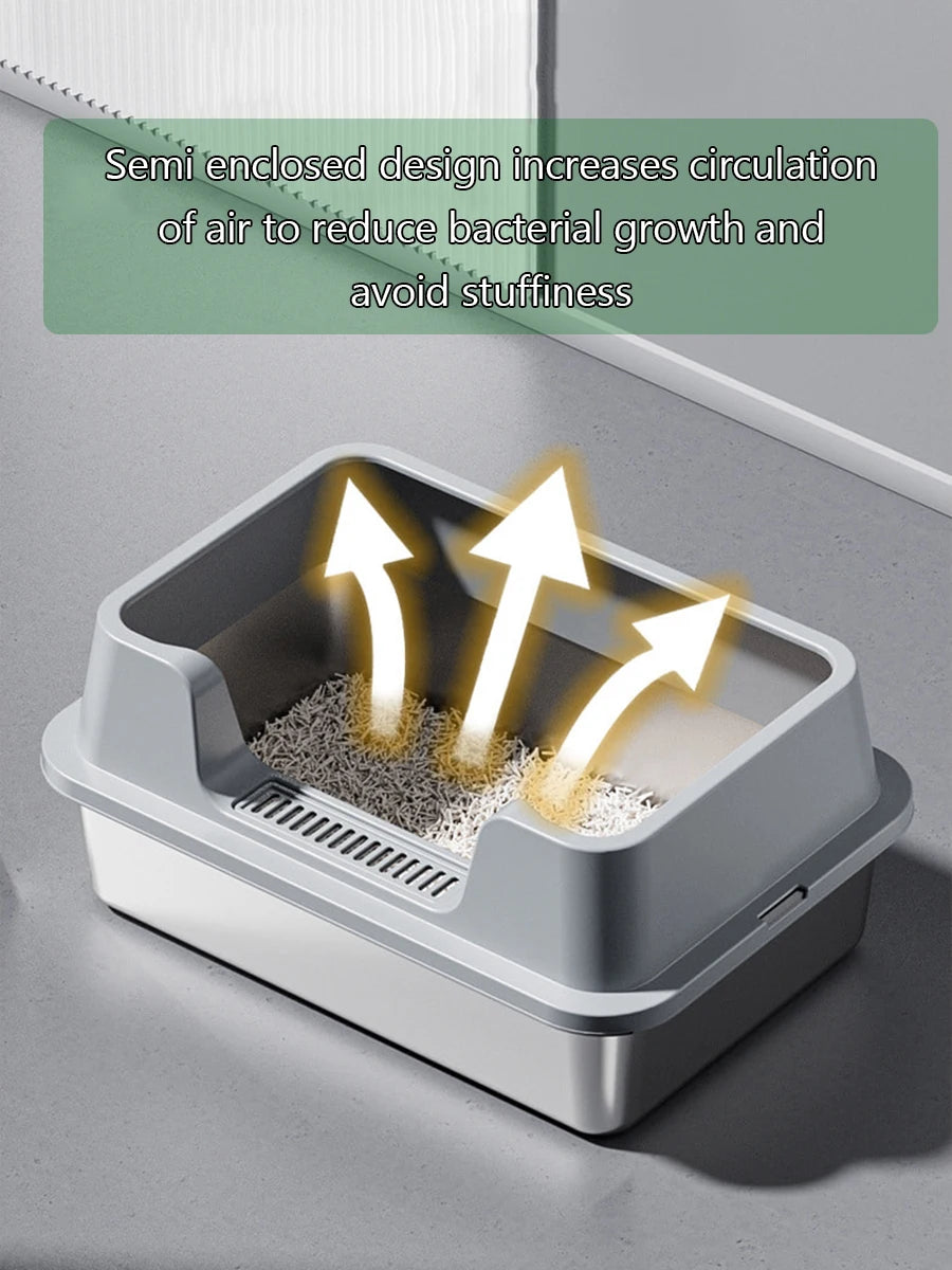 XL Katzenstreuschale aus Edelstahl