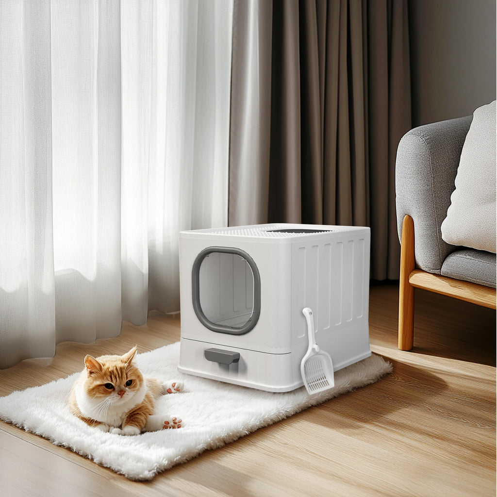 Katzentoilette XL mit hoher geschlossener Eingangsöffnung, spritzwassergeschützt