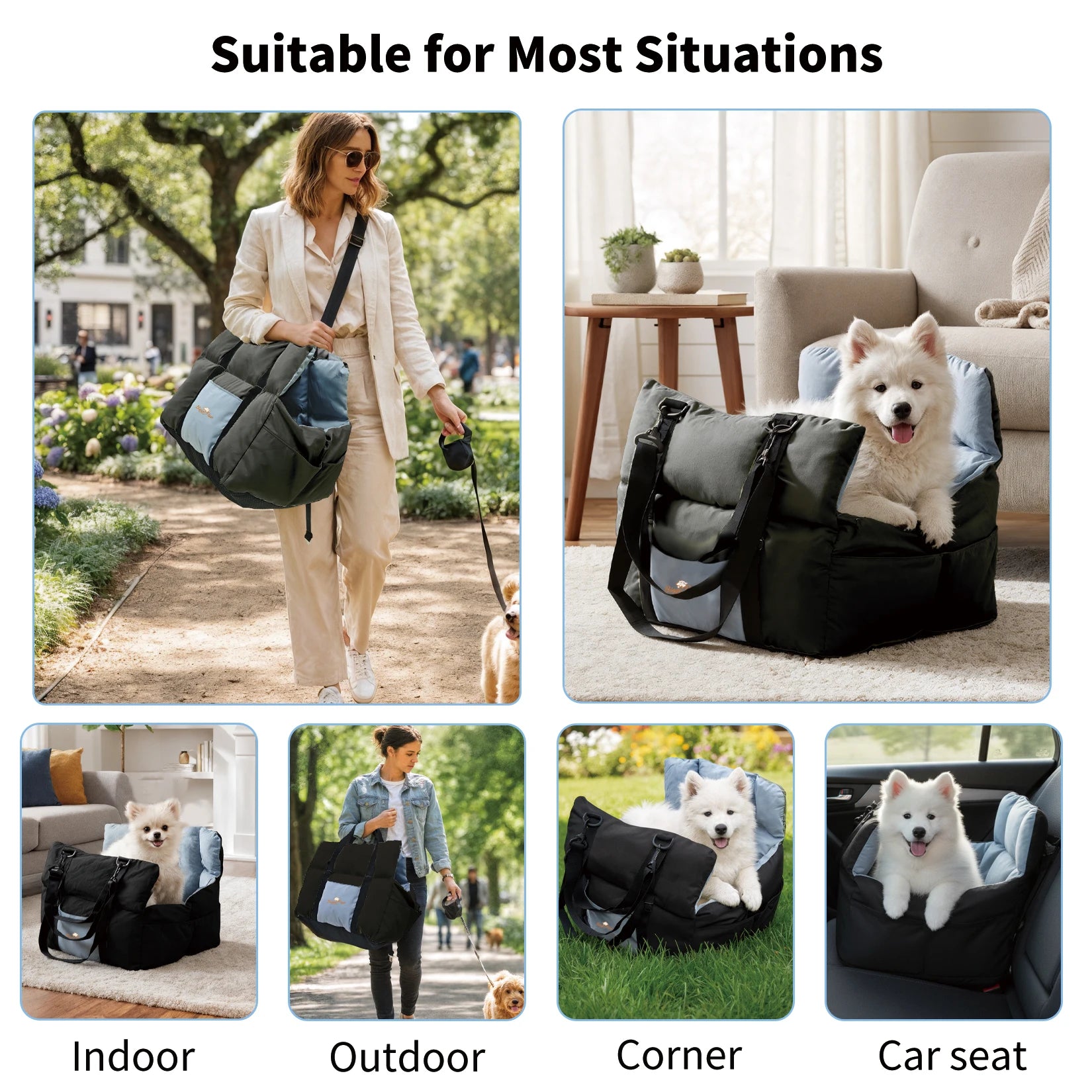 Secure car seat for dogs ≤10 kg with travel bag 