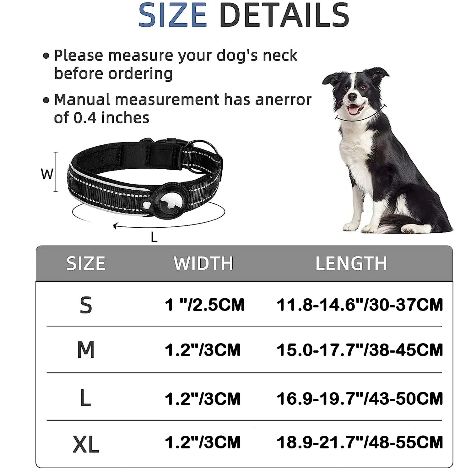 Halsband AirTag Hund Katze Anti-Verlust Reflektierend Wasserdicht