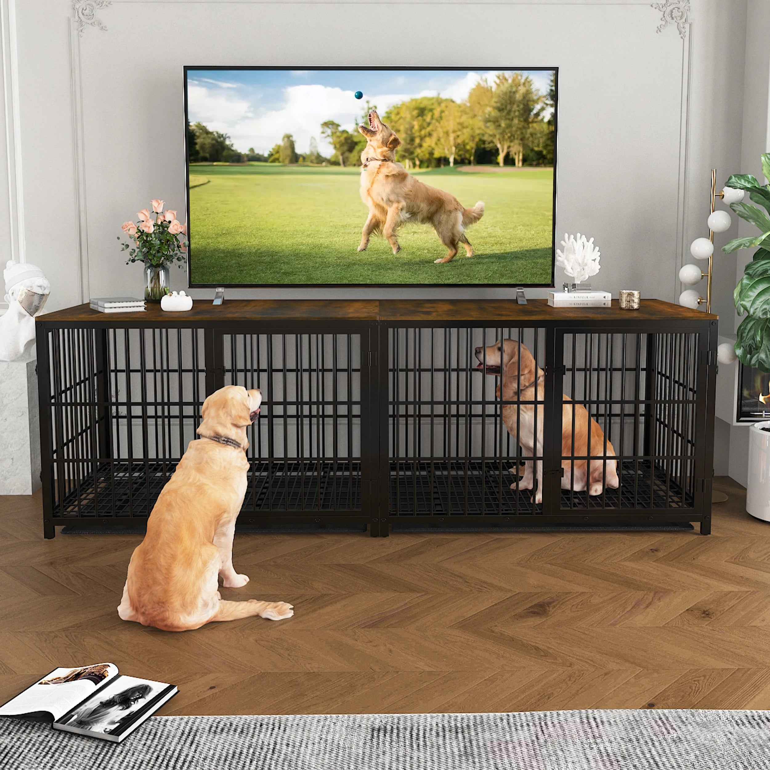 Cage chien meuble bois XL Tisch d'appoint 3 Türen