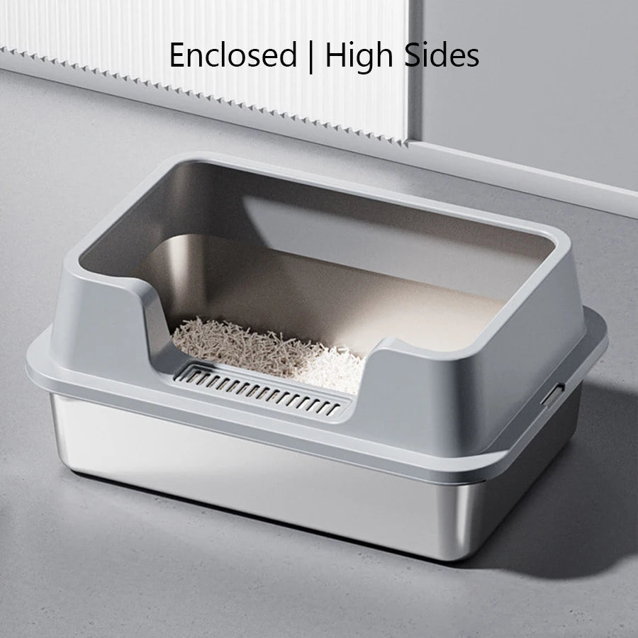 XL Katzenstreuschale aus Edelstahl