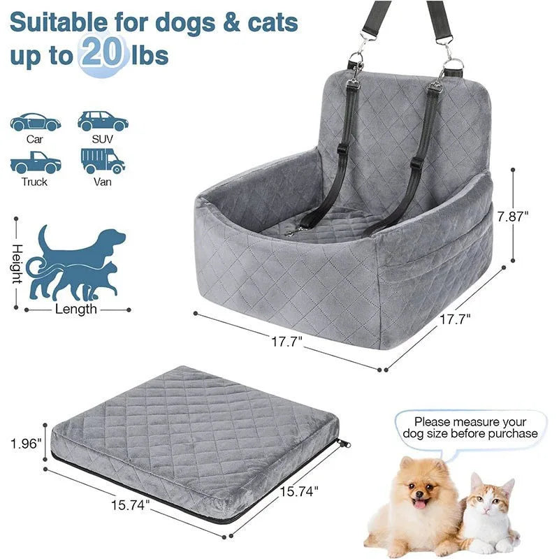 Siège auto chien sécurisé coussin transport avant arrière