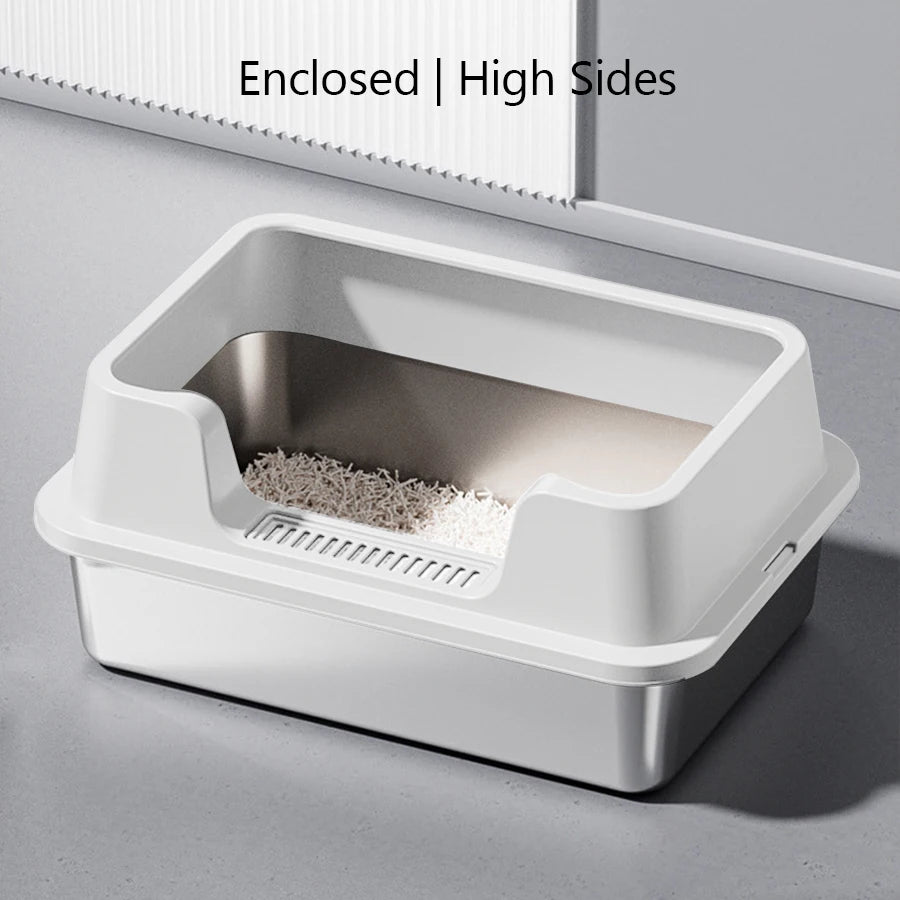 XL Katzenstreuschale aus Edelstahl