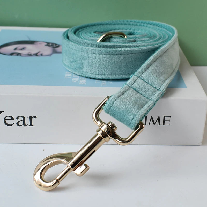 Hochwertiges, personalisiertes Hundehalsband aus grünem Samt