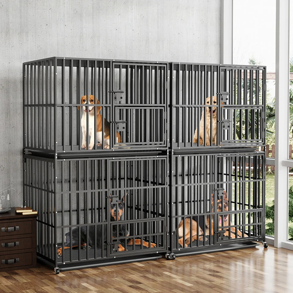 Cage Chien XL empilable Double-Level-Roulettes