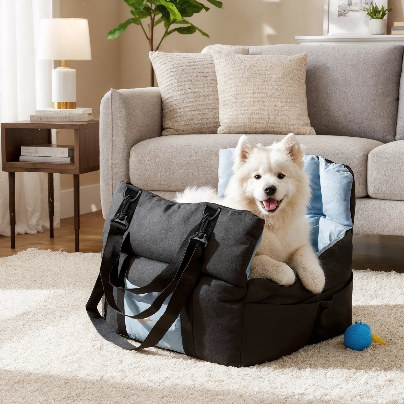 Secure car seat for dogs ≤10 kg with travel bag 