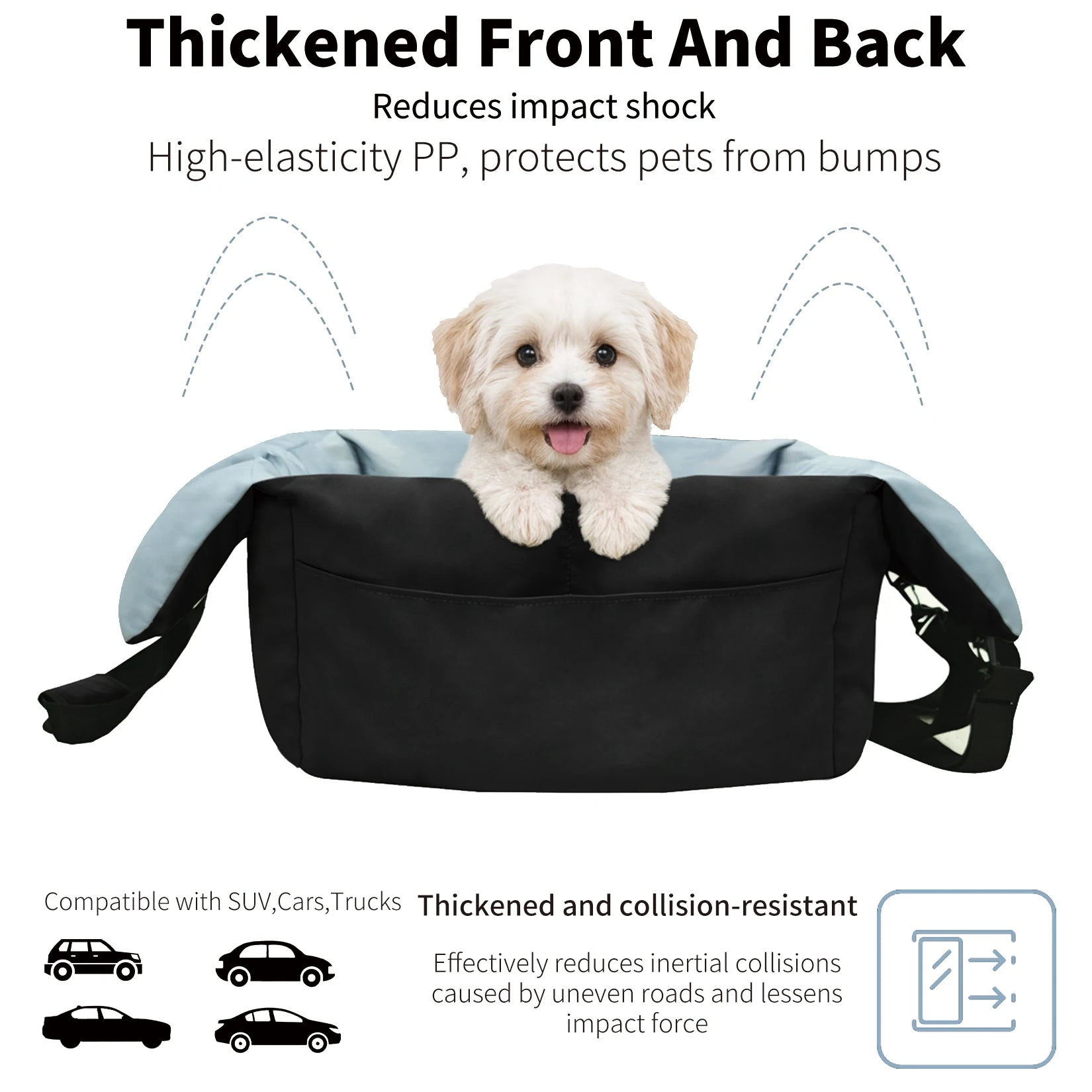 Secure car seat for dogs ≤10 kg with travel bag 