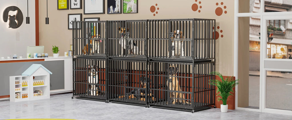 Cage Chien XL empilable Double-Level-Roulettes