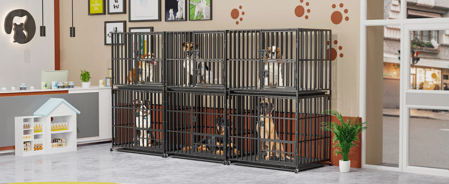 Cage Chien XL empilable Double-Level-Roulettes
