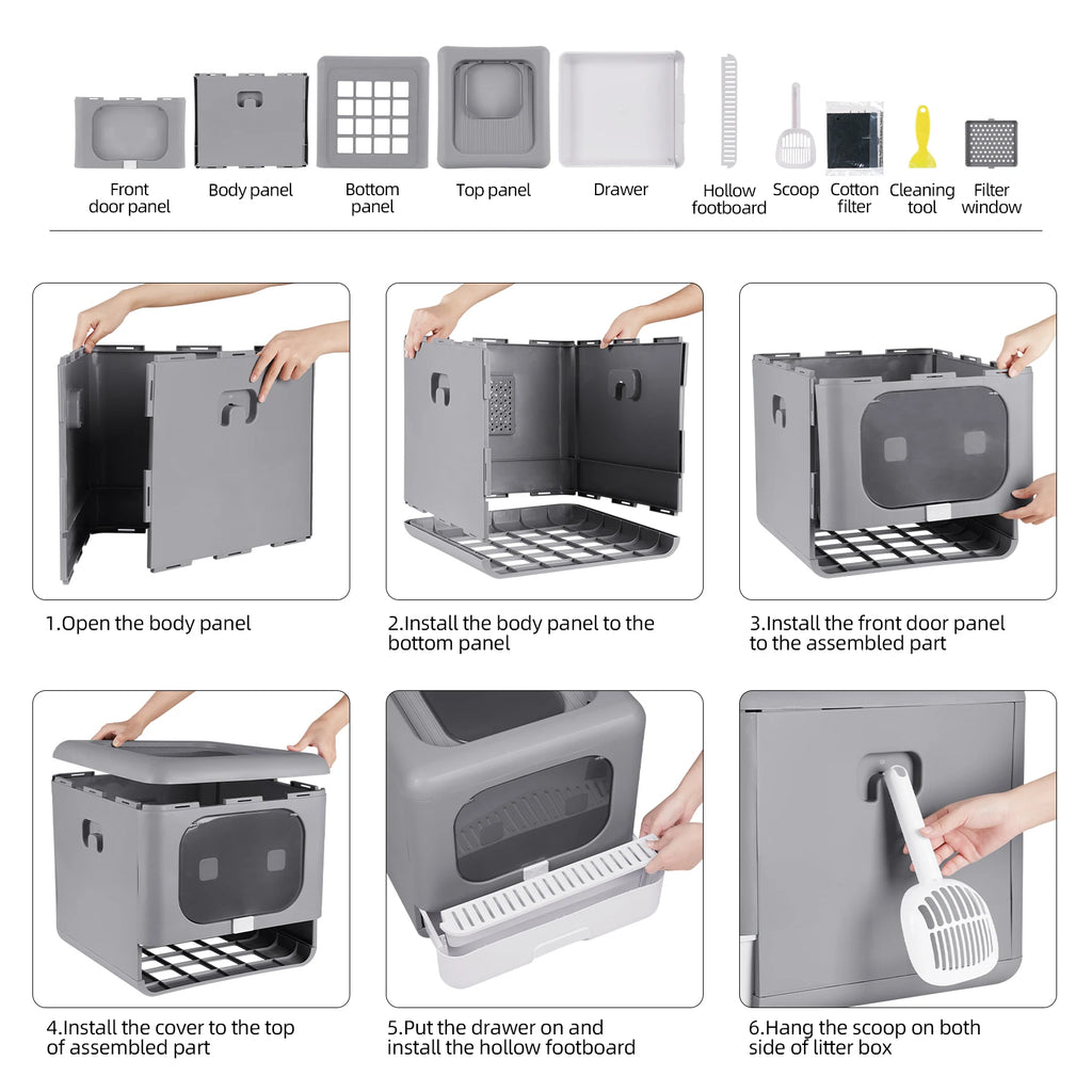 Designer-Katzentoilette mit hohem/vorderem Einstieg und Schublade