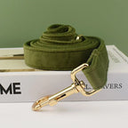 Personalized engraved green velvet dog collar