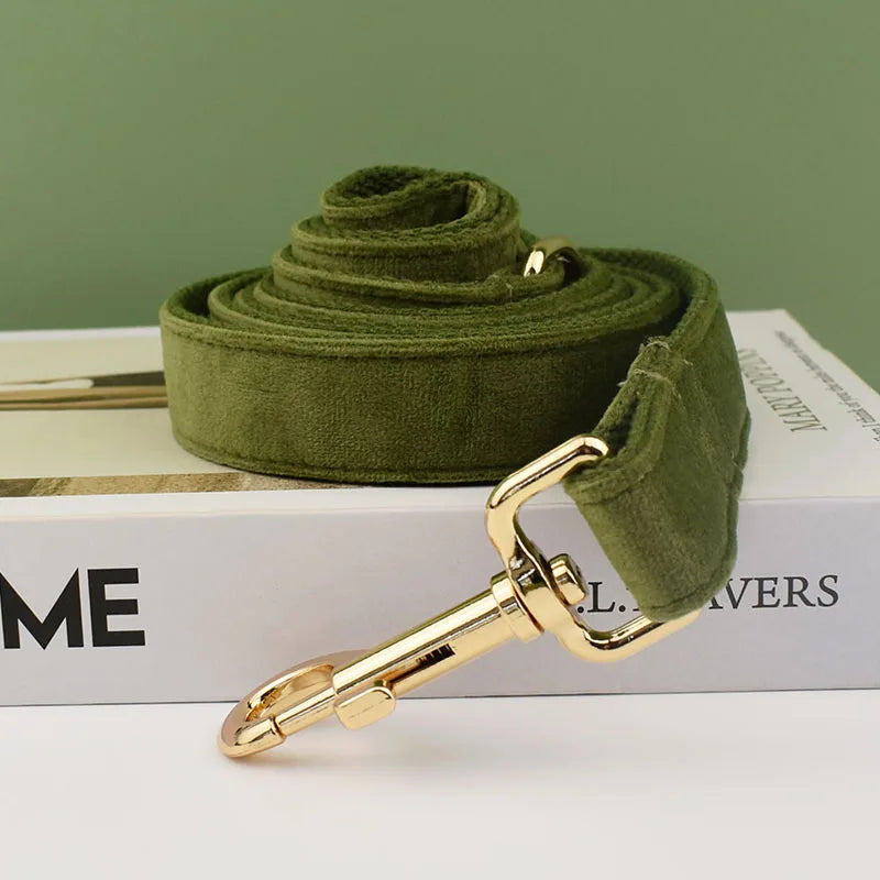 Personalisiertes, graviertes grünes Samt-Hundehalsband