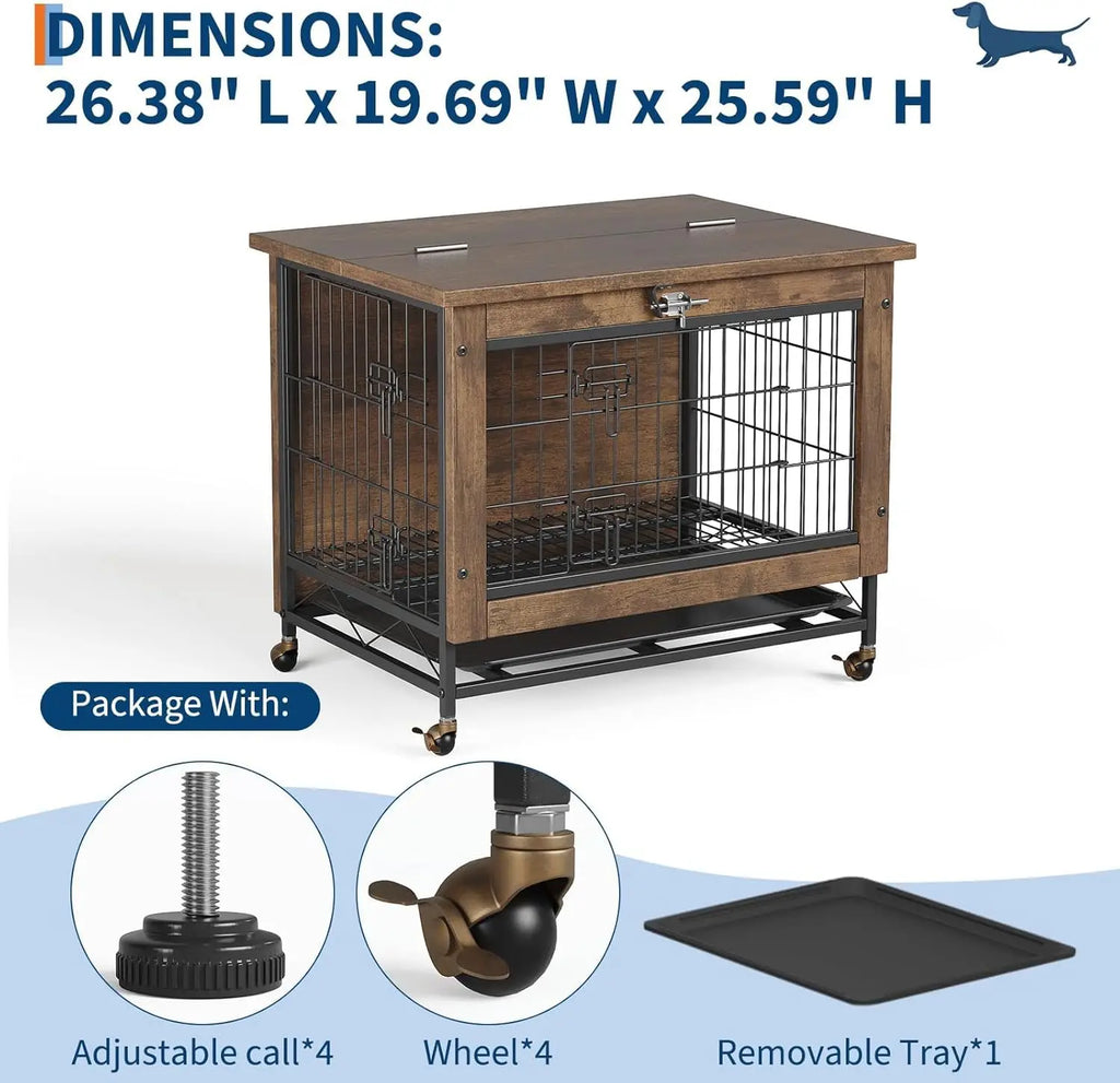 Cage Chien Meuble Design Wood 26 Pouces Table d'appoint