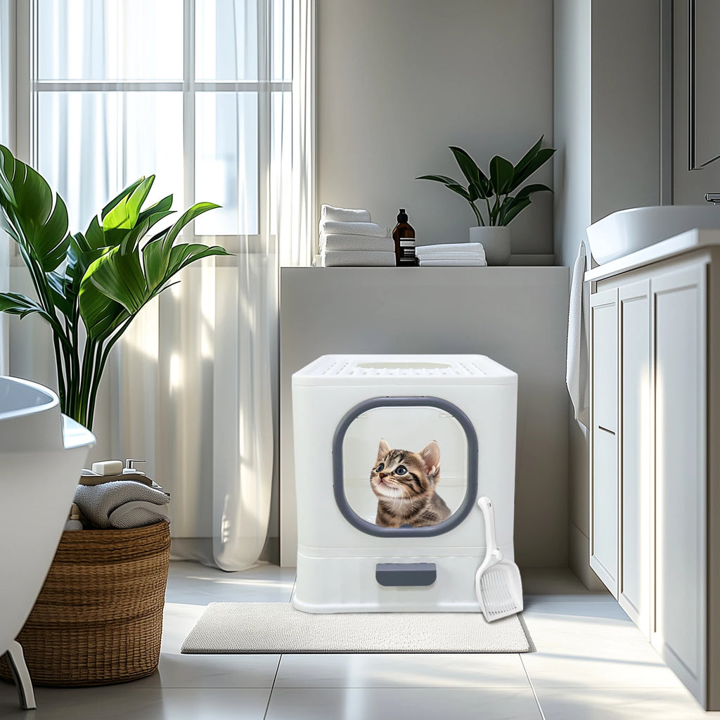 Katzentoilette XL mit hoher geschlossener Eingangsöffnung, spritzwassergeschützt