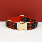 Luxury checkered dog collar with engraving