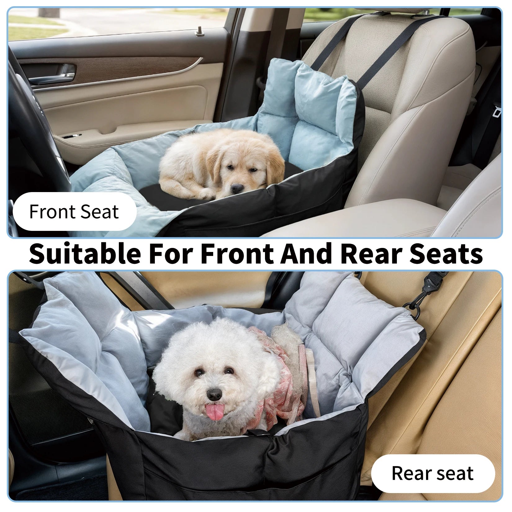 Secure car seat for dogs ≤10 kg with travel bag 
