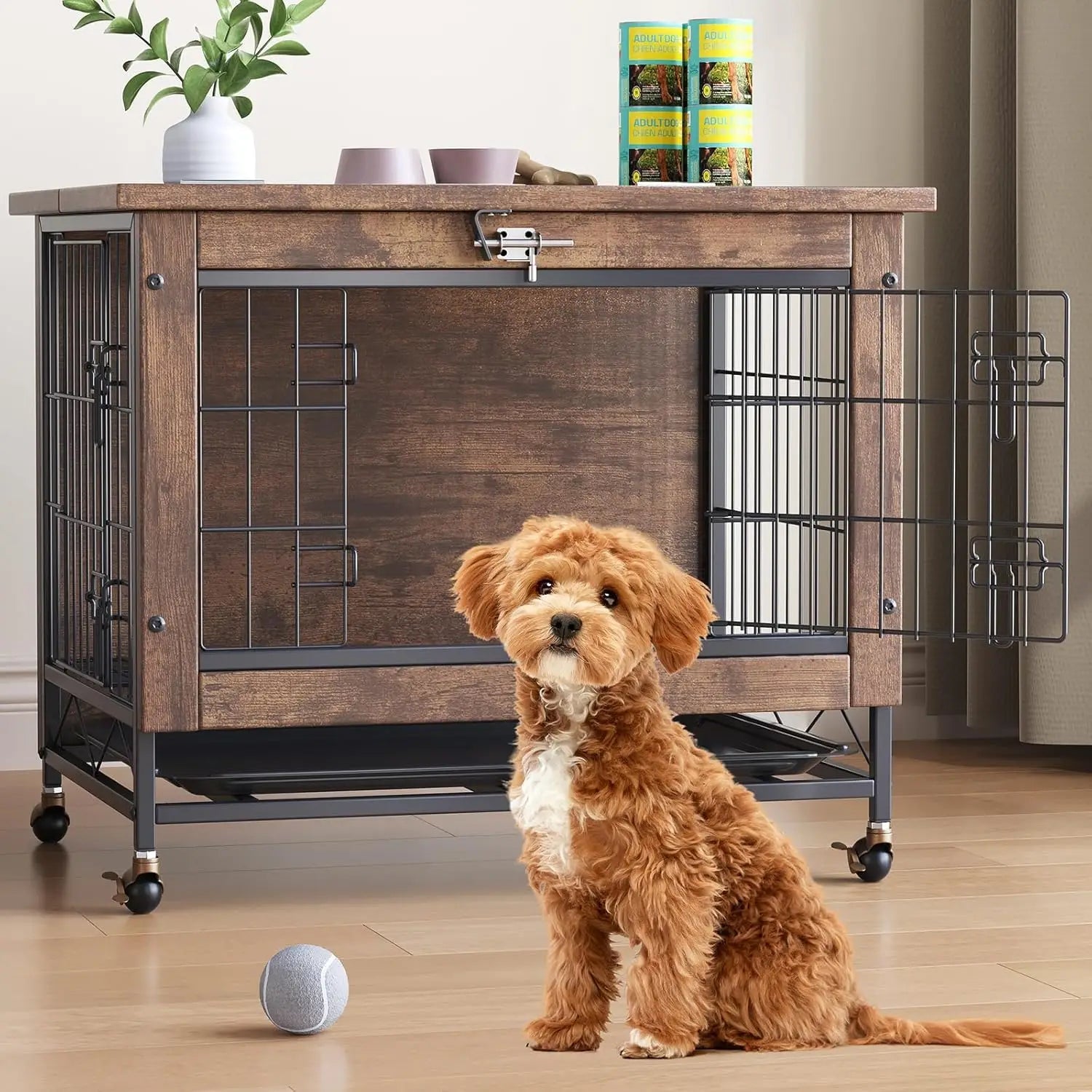 Cage Chien Meuble Design Wood 26 Pouces Table d'appoint
