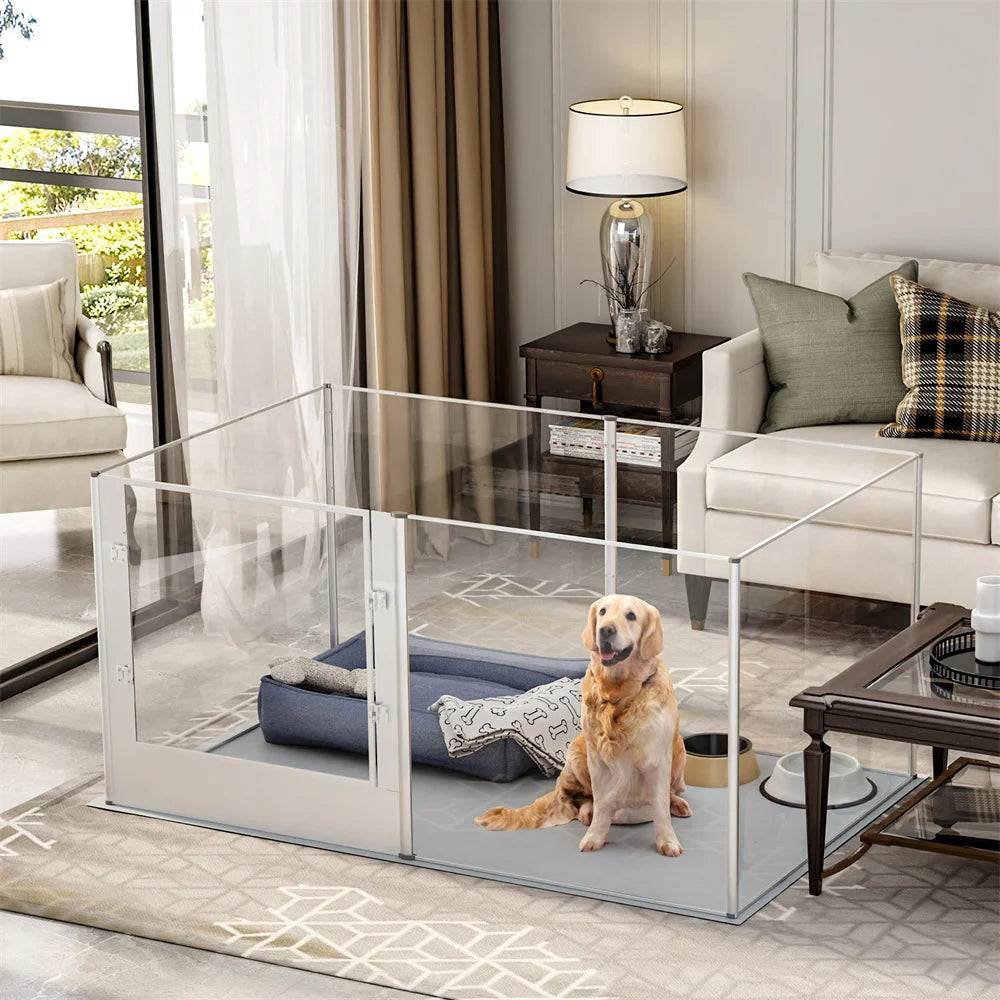 Waterproof transparent acrylic dog playpen for whelping/pregnancy