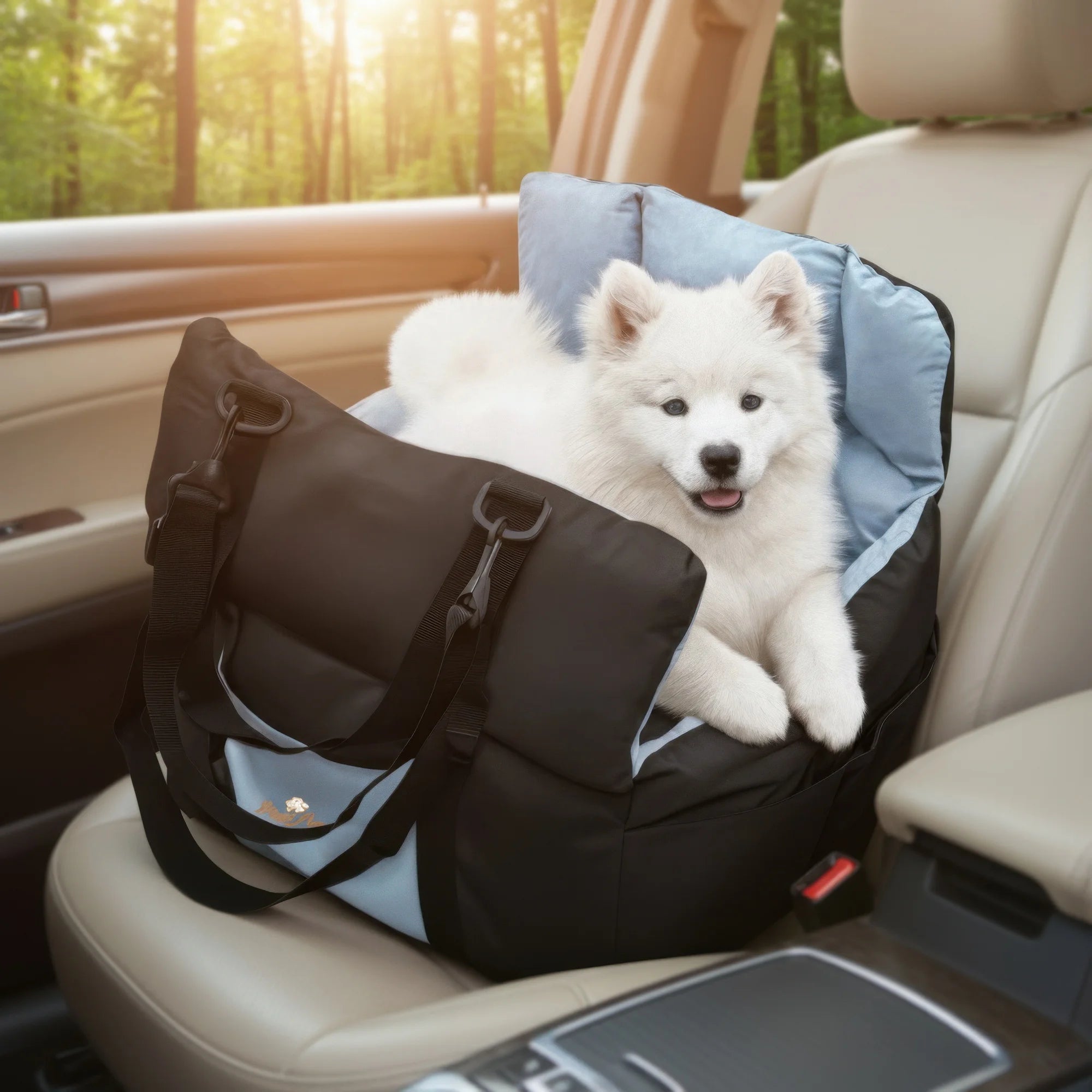 Secure car seat for dogs ≤10 kg with travel bag 
