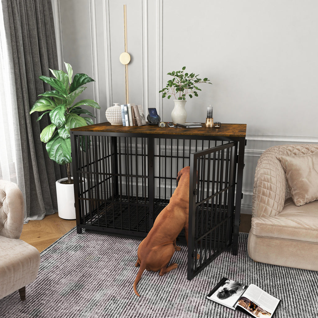 Cage chien meuble bois XL Tisch d'appoint 3 Türen