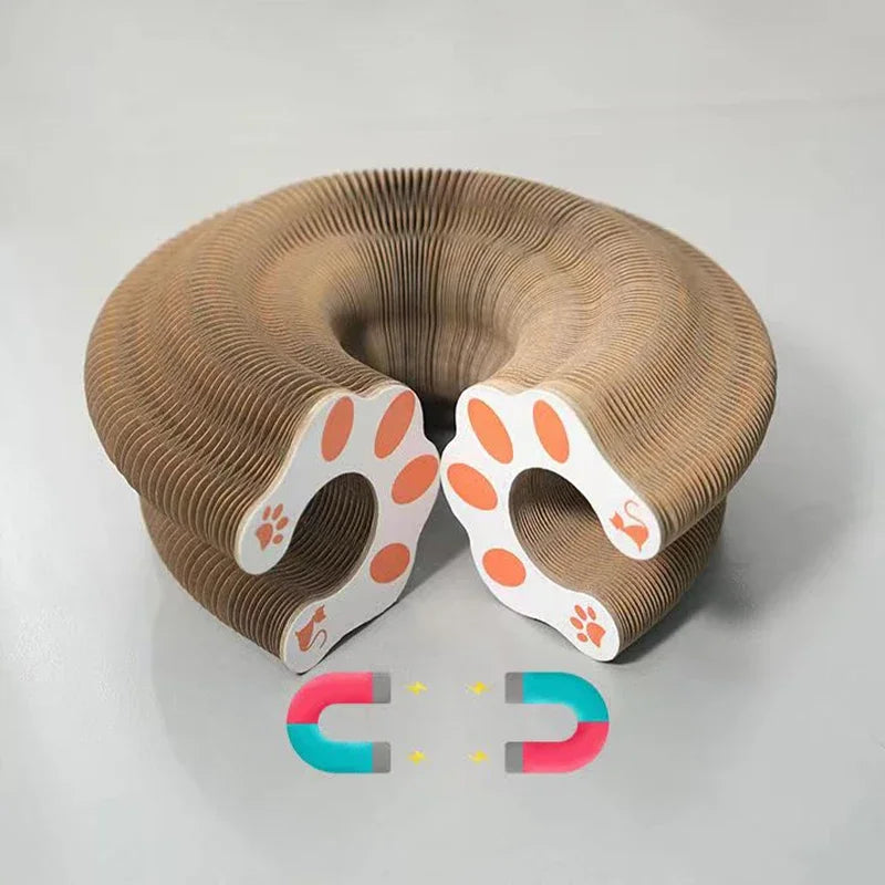 Interaktives Katzenkratzspielzeug rund aus Karton mit Ball Magic Organ